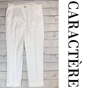 Caractere Women's Classic White Straight Leg Trousers Pants with Stretch Size 6